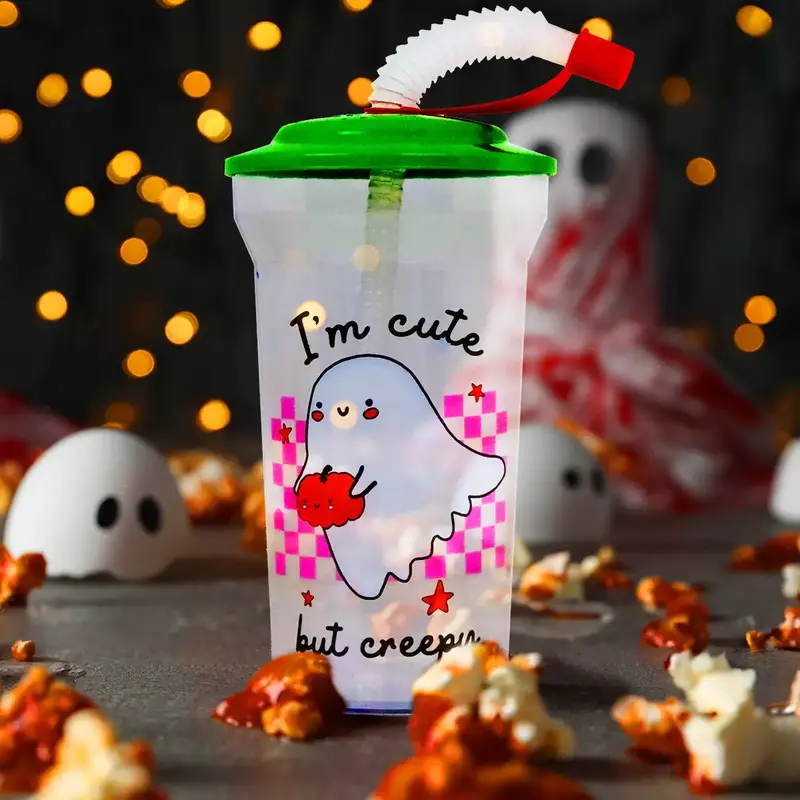 Vaso "I'm Cute But Creepy" Con Popote 2