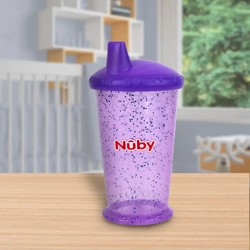 Vaso Nuby Sparks De Flujo Libre Con Boquilla Rígida, Morado 1