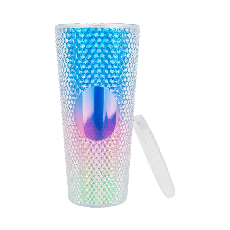 Vaso Texturizado Con Efecto Tornasol Color Azul 650Ml 2