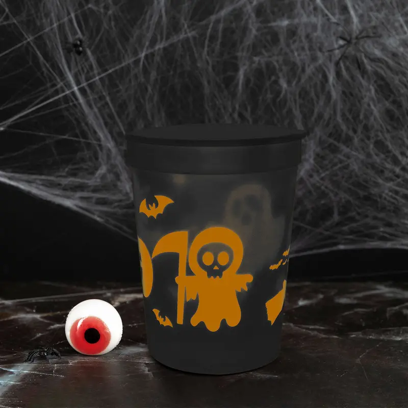 Vasos Color Negro Con Diseño De Halloween 1