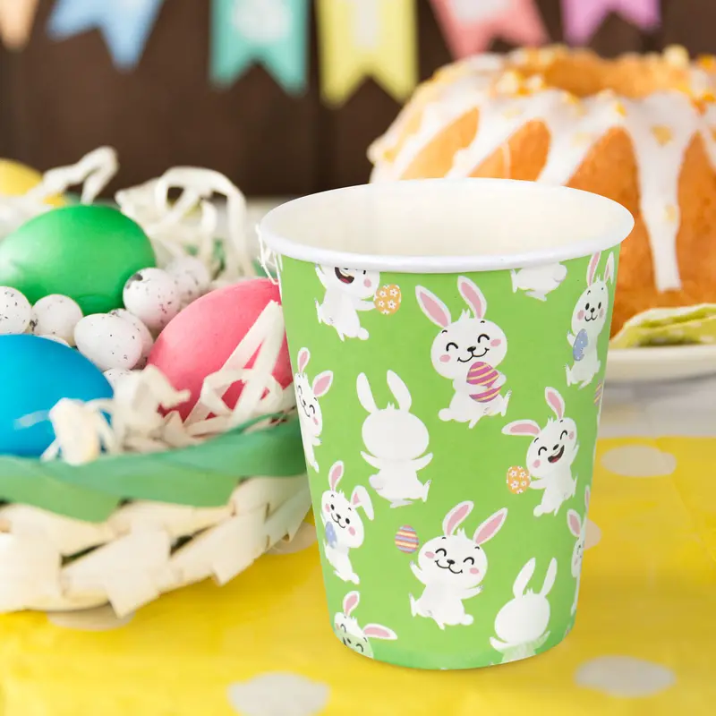 Vasos De Papel Con Diseño De Pascua, Color Verde 1