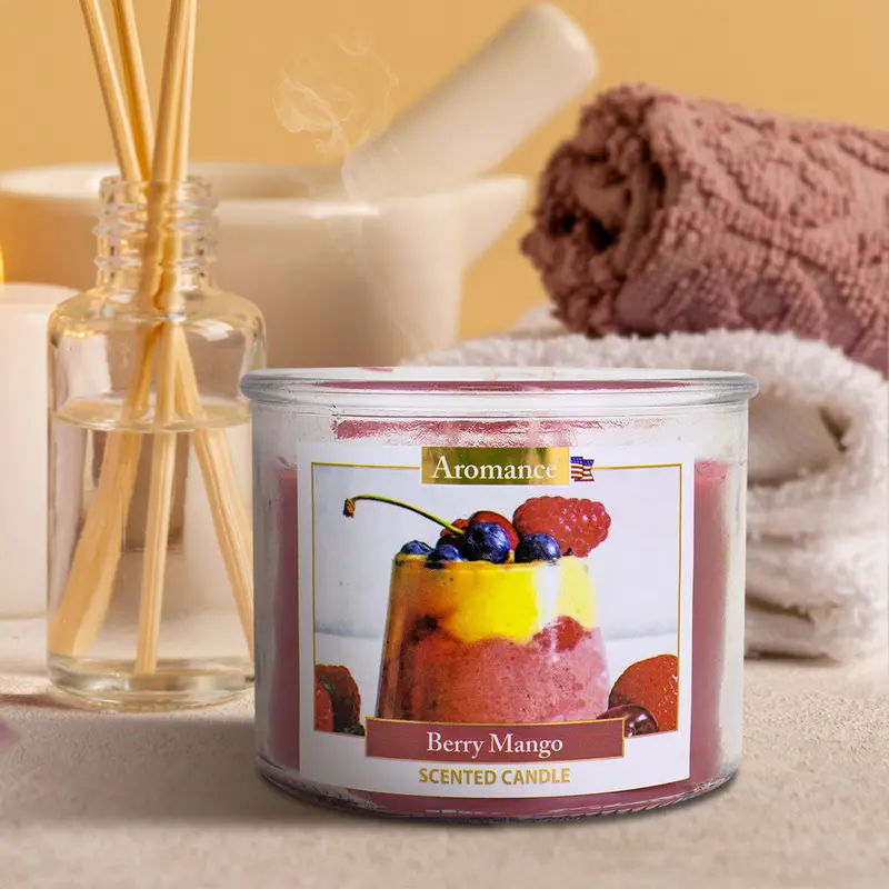Vela Aromática A Mango, 3 Pabilos 1