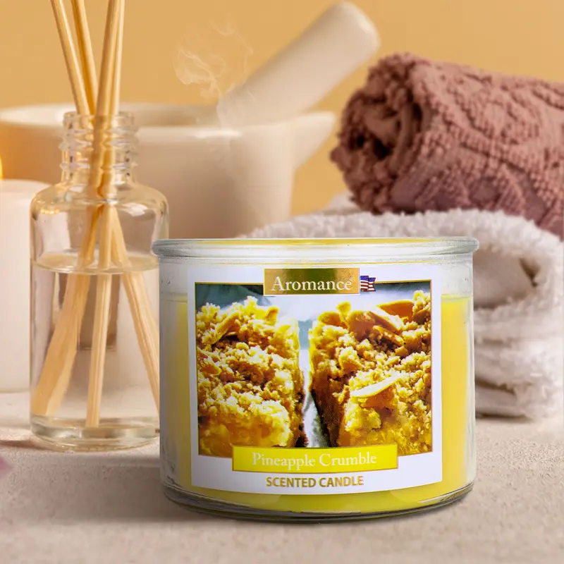 Vela Aromática A Piña Con Manzana, 3 Pabilos 1