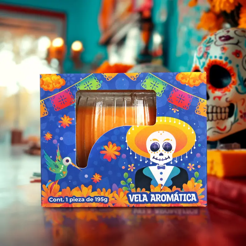 Vela Aromática Especial Para Día De Muertos, Color Naranja 1