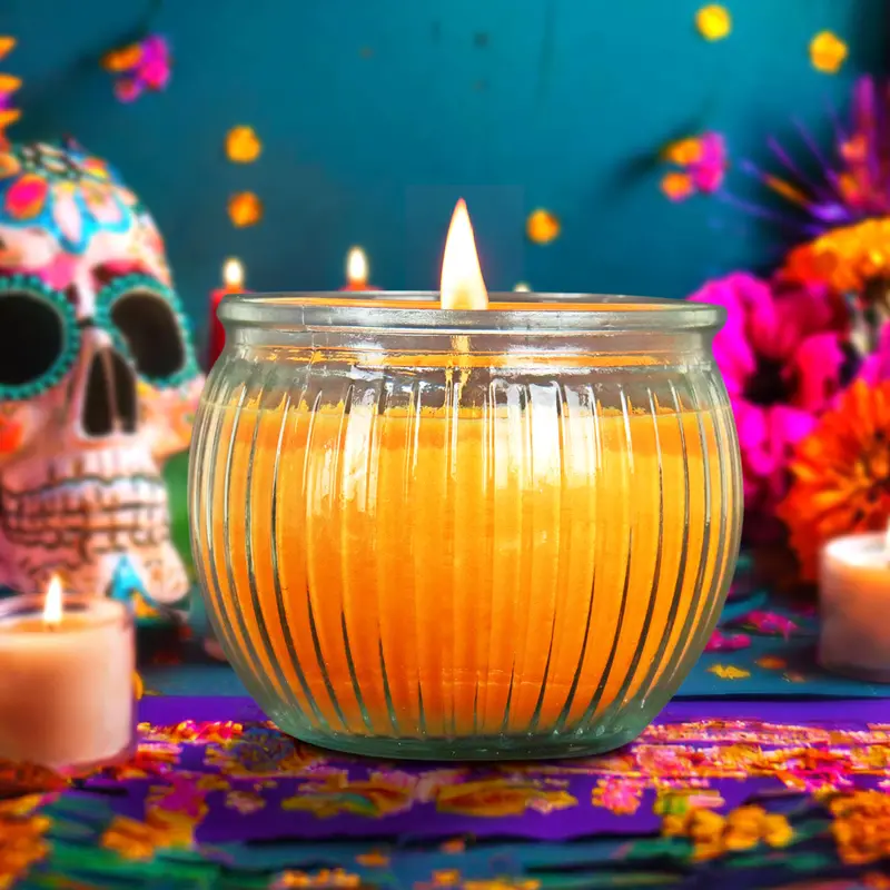 Vela Aromática Especial Para Día De Muertos, Color Naranja 2