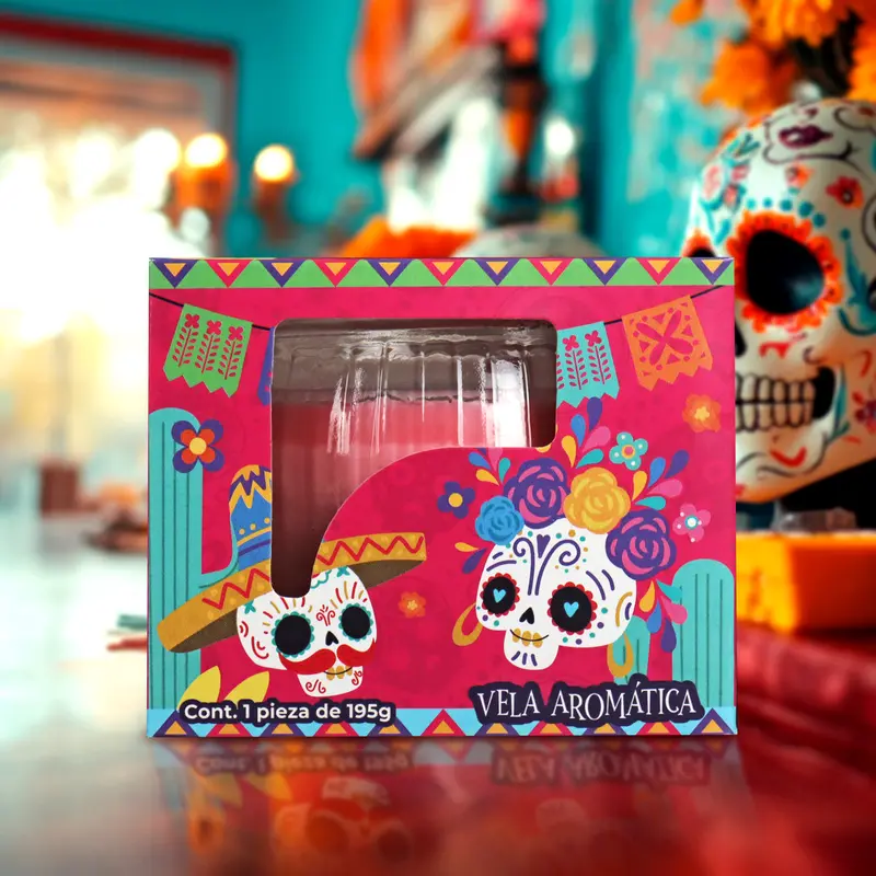 Vela Aromática Especial Para Día De Muertos, Color Rosa 1