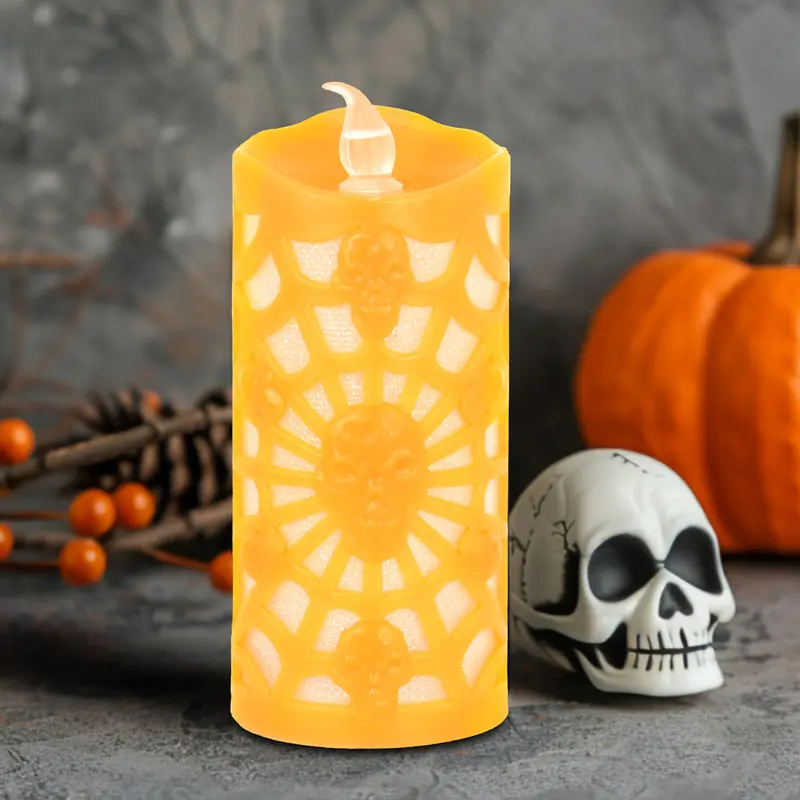 Vela Color Naranja Para Decoración De Halloween 1
