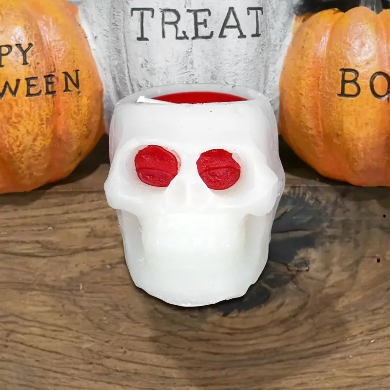 Vela En Forma De Calavera Color Blanco 1