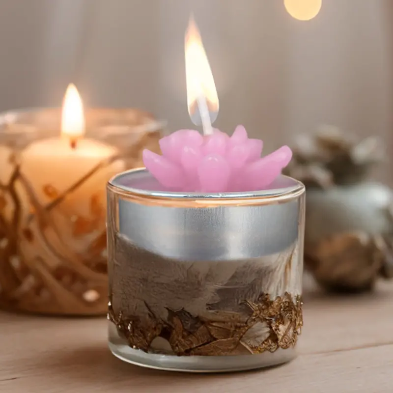 Vela En Forma De Flor, Color Rosa Claro 1