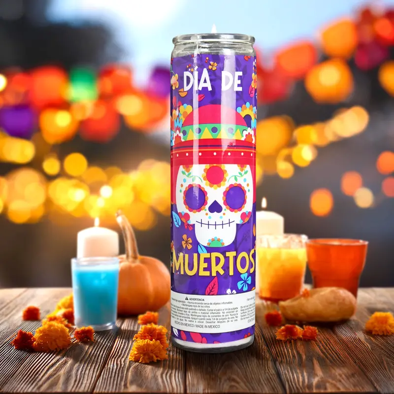 Veladora Con Diseño De Calaverita Para Día De Muertos 2
