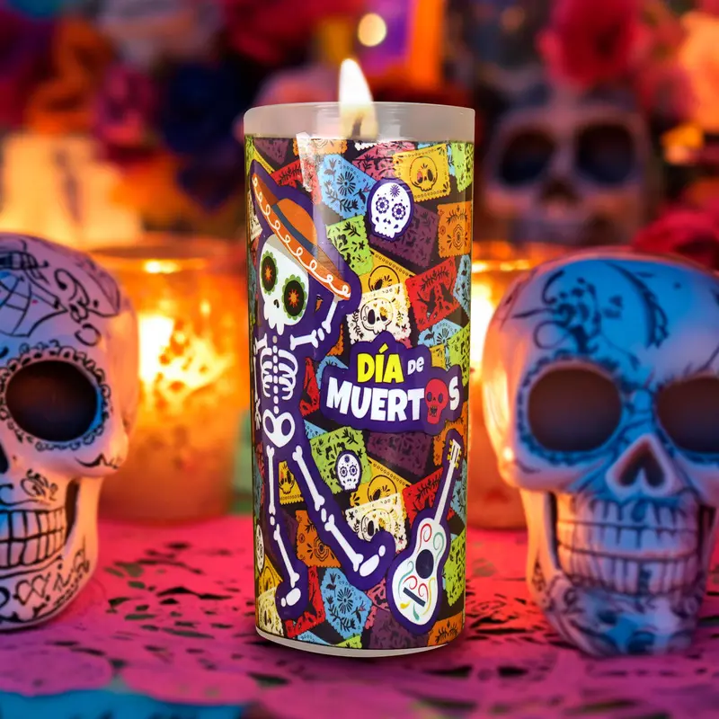 Veladora Con Diseño De Charro Para Día De Muertos 1