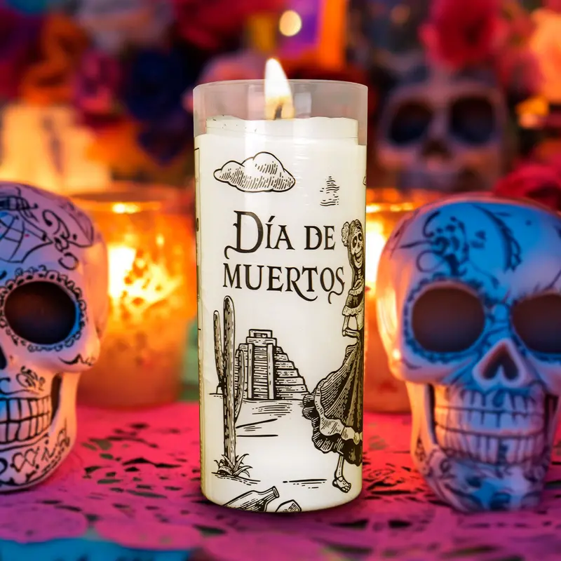 Veladora Con Diseño De Charro Y Adelita Para Día De Muertos 1