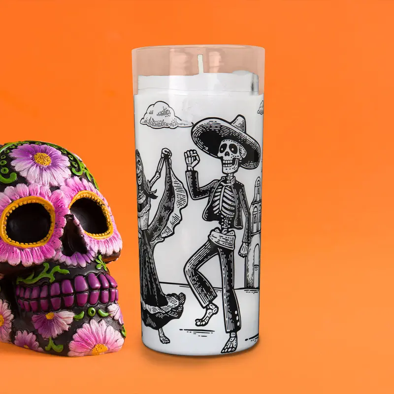 Veladora Con Diseño De Charro Y Adelita Para Día De Muertos 2