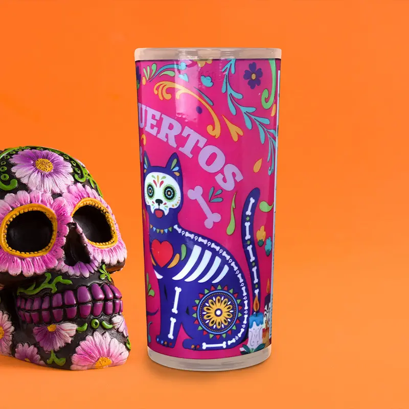 Veladora Con Diseño De Gatito Para Día De Muertos 2