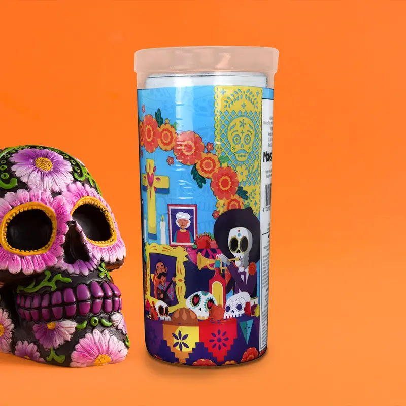 Veladora Con Diseño De Ofrenda Para Día De Muertos 2