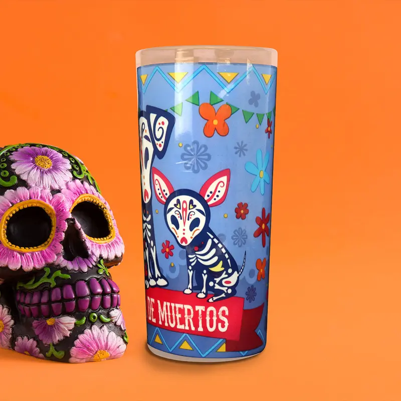 Veladora Con Diseño De Perritos Para Día De Muertos 2