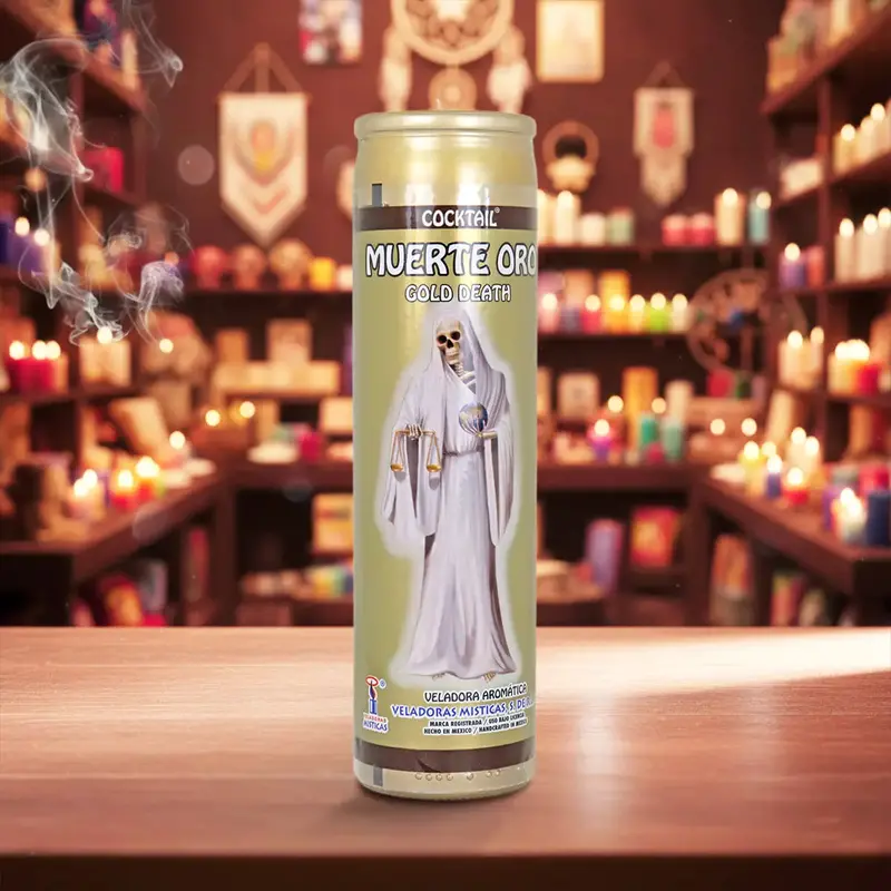 Veladora, Santa Muerte Dorada, 20 Cm 1