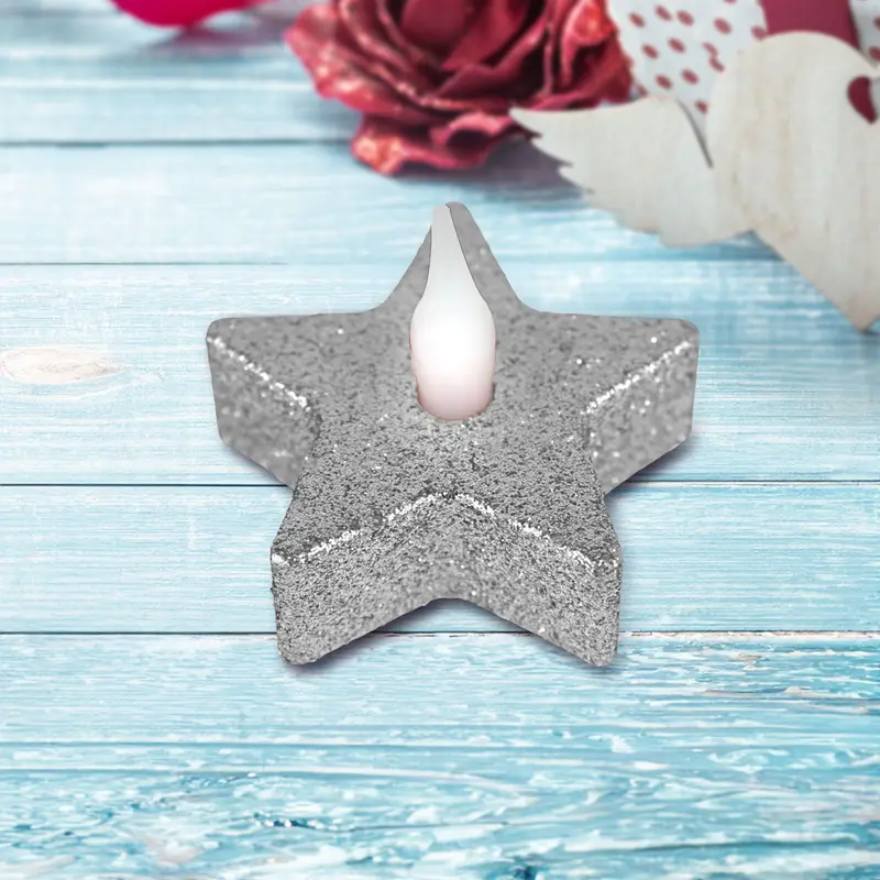 Velas Led, 2 Pzas, Estrella, Color Plata 2