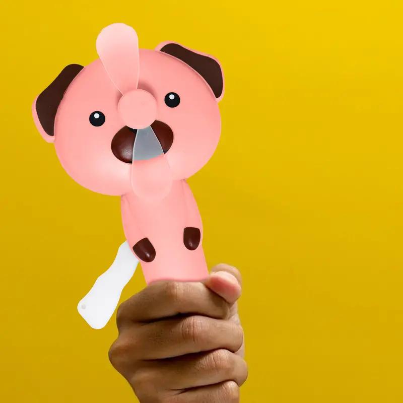 Ventilador Portã¡Til De Mano, Perrito Rosa 2
