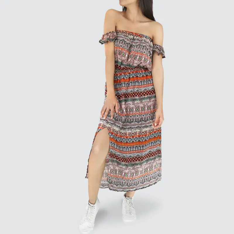 Vestido Casual Con Abertura Frontal Para Dama, Color Naranja 1