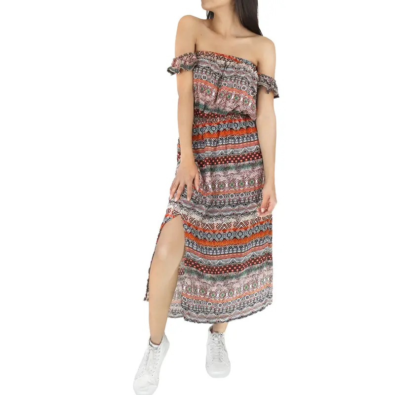 Vestido Casual Con Abertura Frontal Para Dama, Color Naranja 2