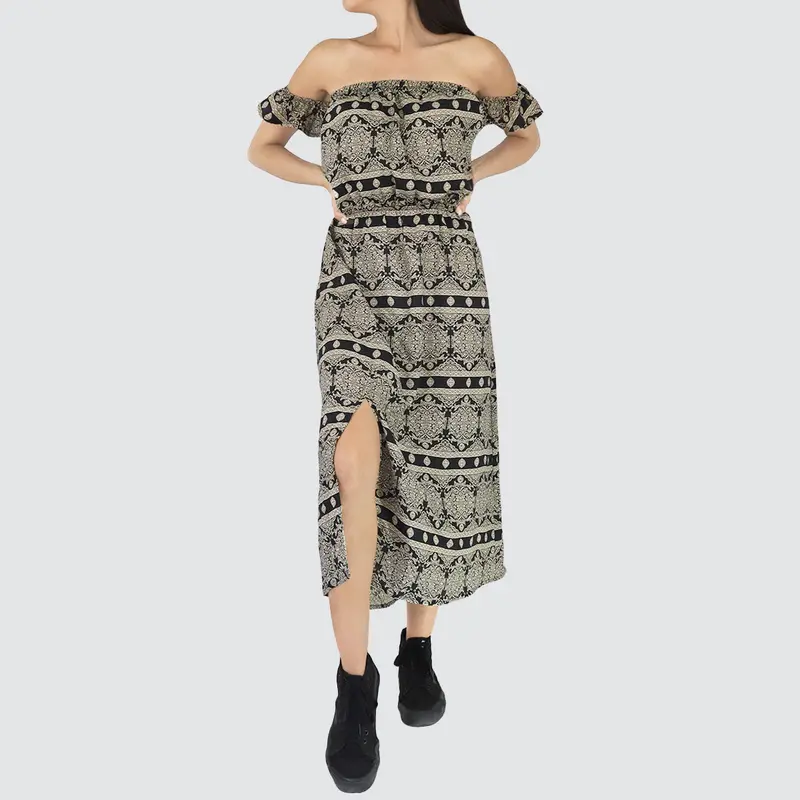 Vestido Casual Con Hombros Descubiertos Para Dama, Color Negro 1