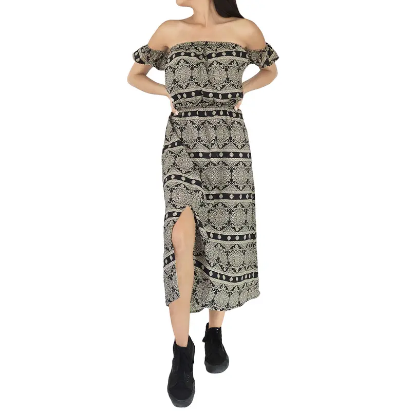 Vestido Casual Con Hombros Descubiertos Para Dama, Color Negro 2