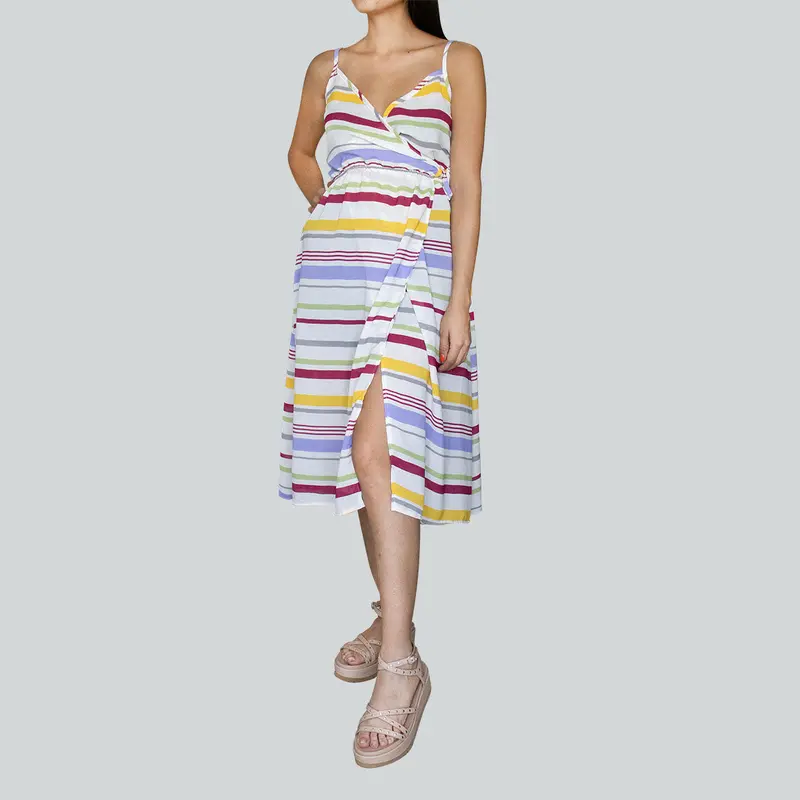 Vestido De Tirantes Con Abertura Lateral De Colores 1