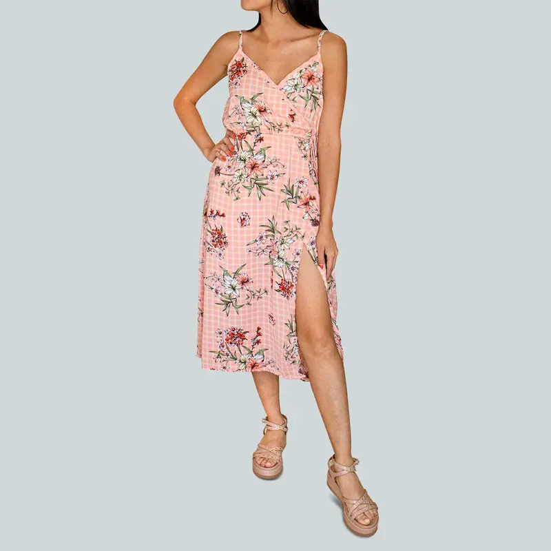 Vestido Largo De Tirantes Para Dama Color Melón 3