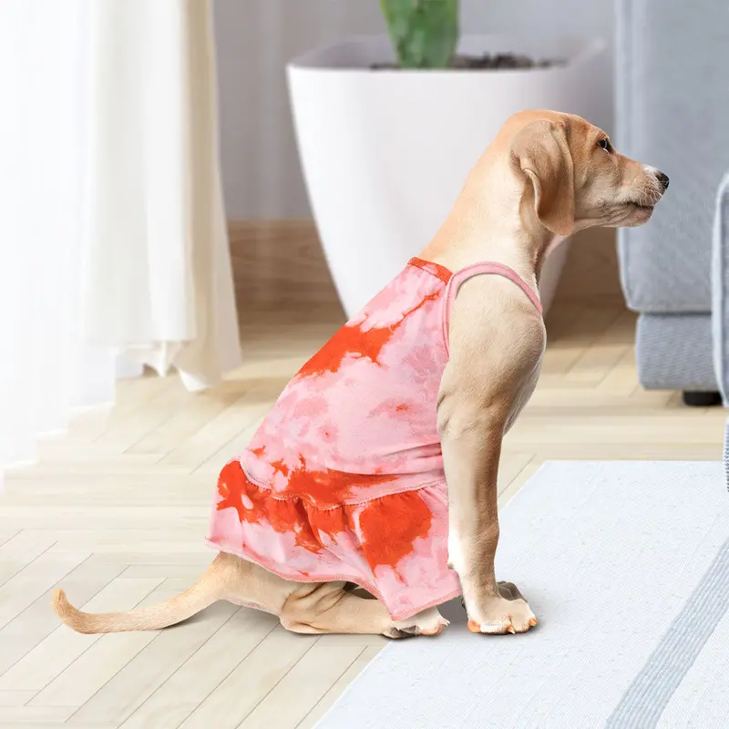 Vestido Para Perro En Patrón Rosa Con Rojo 1
