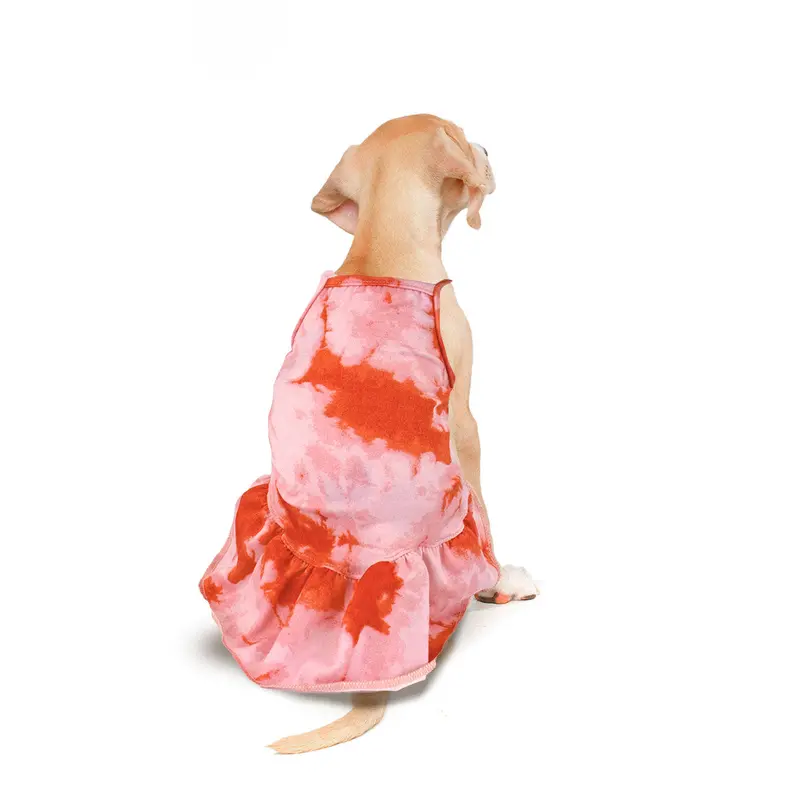 Vestido Para Perro En Patrón Rosa Con Rojo 2