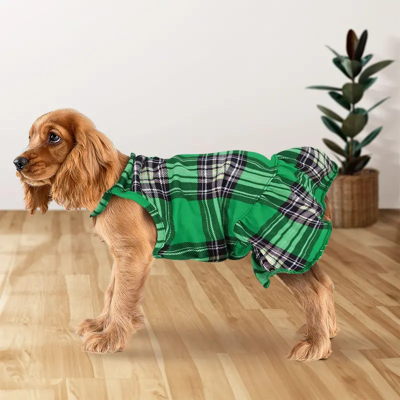 Vestido Primaveral Para Mascota, Color Verde 1