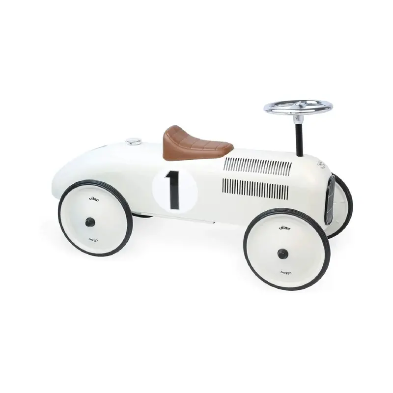 Vilac Ride On Metal Car Toy - Off White 1