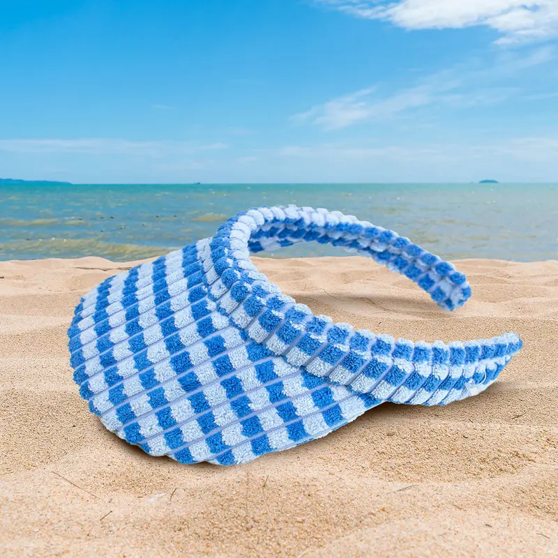 Visera De Tela Con Textura Suave, Rayada Color Azul 2