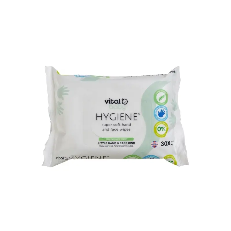 Vital Baby Hygiene Super Soft Hand & Face Wipes Fragrance Free 30 Pcs 1