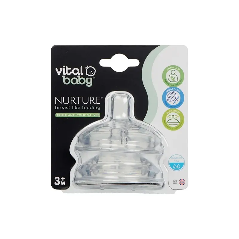 Vital Baby Nurture Breast Like Feeding Teat Medium Flow Pack Of 2 1