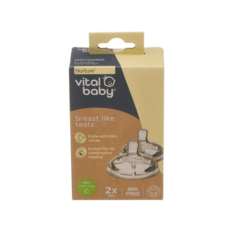 Vital Baby Nurture Breast Like Teats Slow Flow Pack Of 2 1