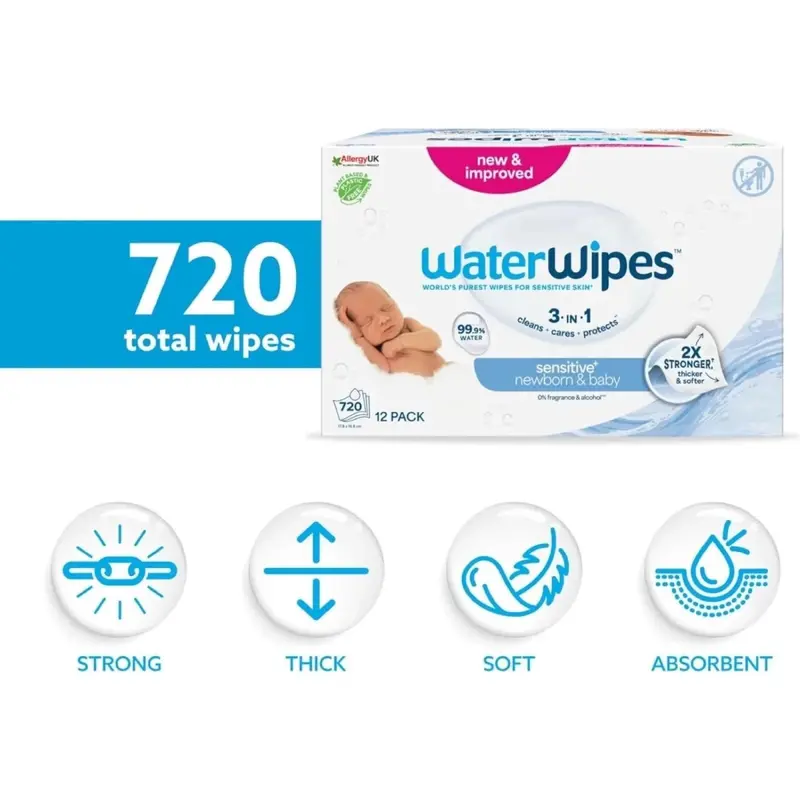 Waterwipes Sensitive Baby Wipes 12X60 Pcs 2