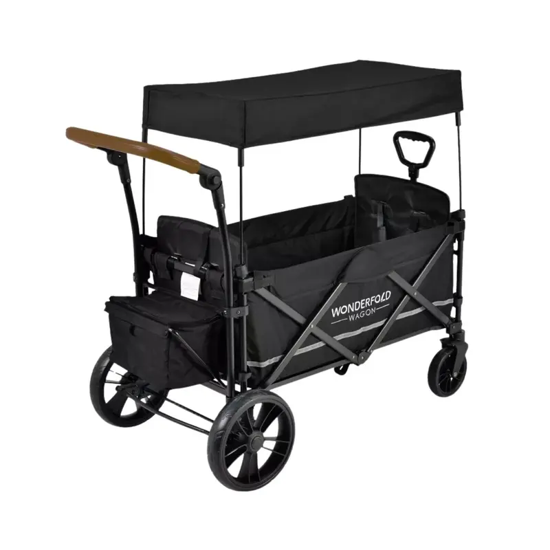 Wonderfold X2r Push & Pull Quad Stroller Wagon - Black 1