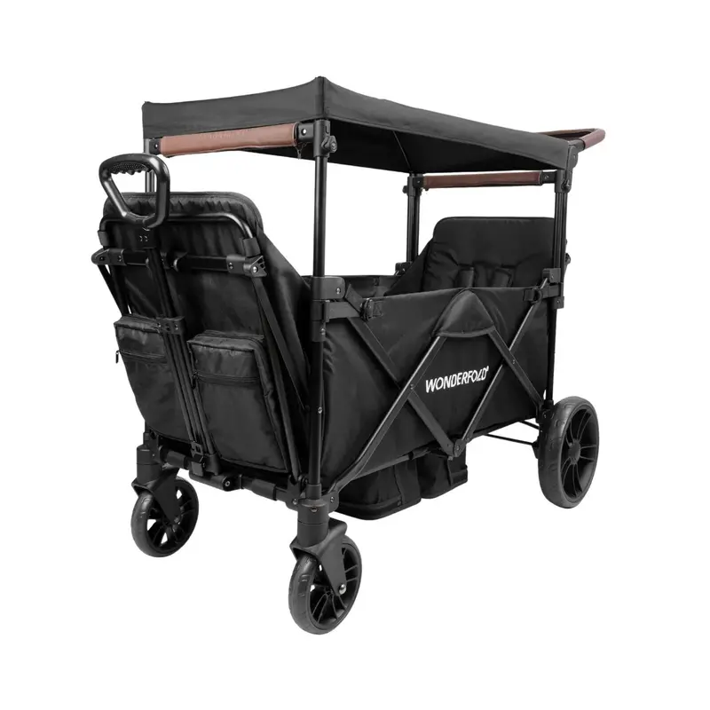 Wonderfold X2r Push & Pull Quad Stroller Wagon - Black 2