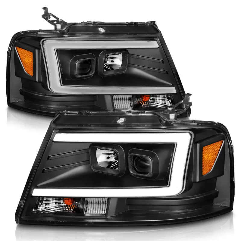 Anzo Projector Headlights With Integrated Light Bar – Black Housing For 2004–2008 Ford F-150 2