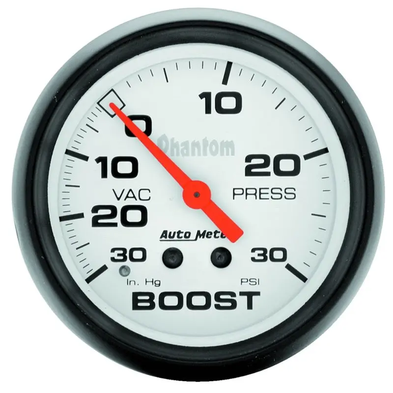 Autometer Phantom Mechanical Vacuum/Boost Gauge: 66.7Mm (2-5/8 Inch), 0–30 Psi / 0–30 Inhg Range 1