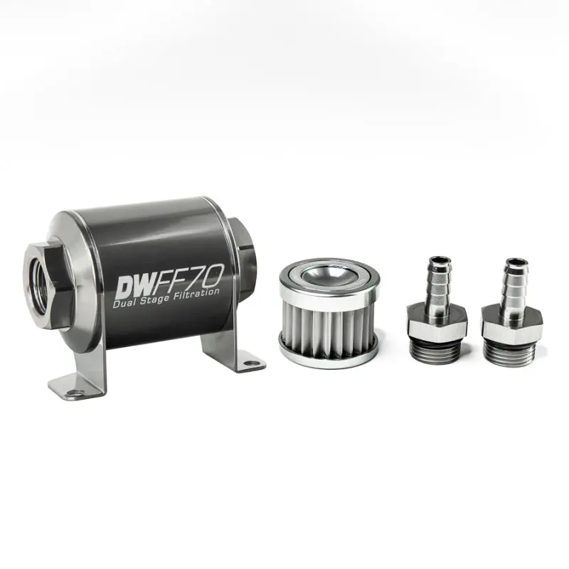 Deatschwerks 3/8″ Stainless Steel Inline Fuel Filter Housing Kit – 5-Micron, 70Mm 1