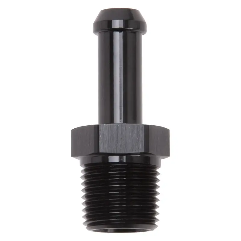 Edelbrock Straight Hose End Fitting: 3/8-Inch Npt To 3/8-Inch Barb, Black Anodized 1