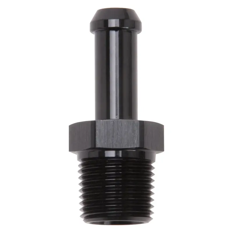 Edelbrock Straight Hose End Fitting: 3/8-Inch Npt To 3/8-Inch Barb, Black Anodized 2