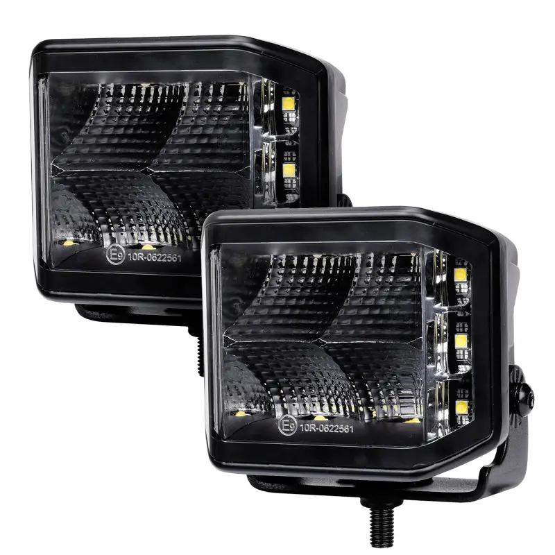 Go Rhino Xplor Blackout Cube Led Sideline Flood Light Kit – 4X3 Surface-Mount Pair, Gloss Black Finish 1