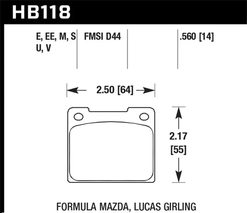 Hawk 65-80 Triumph Spitfire (Mkiii/Mkiv) Dtc-70 Race Front Brake Pads 1