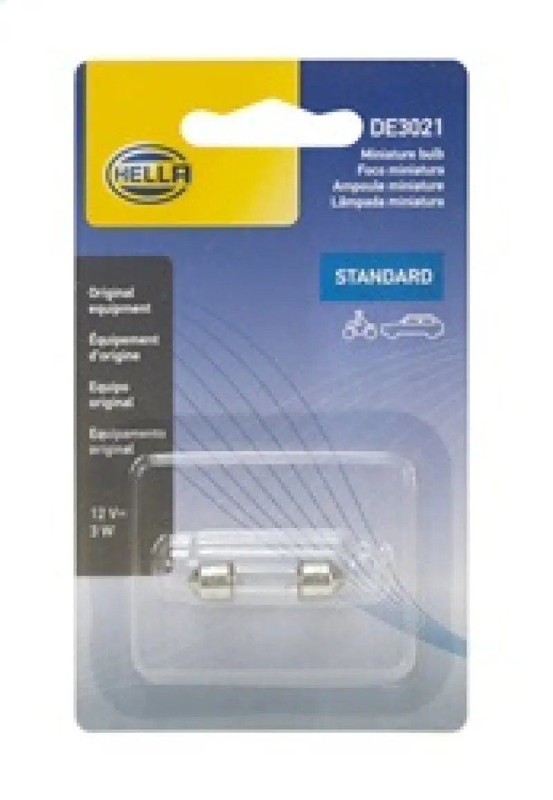 Hella 3021 Miniature Bulb – 12V, 3W, Sv7.8 Base, T25 Shape, 8×29Mm Dimensions 2