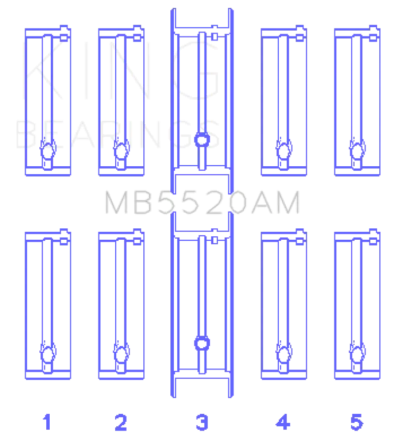King Oversize Main Bearing Set For Opel C20Xe/X18Xe/X22Xe – 0.25Mm Overbore 2