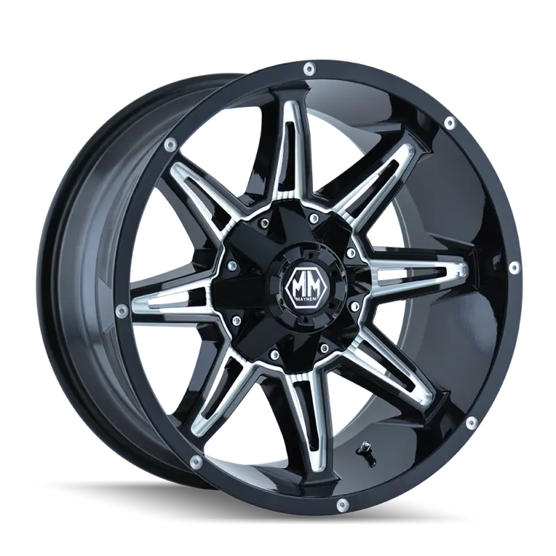 Mayhem Rampage Gloss Black Wheel With Milled Spokes – 20X9", 6X135Mm, Zero Offset, 106Mm Hub Bore 1